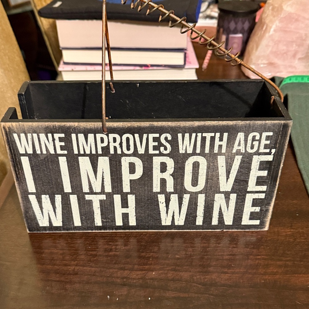 Primitives by Kathy Black and White Wine Quote Caddy